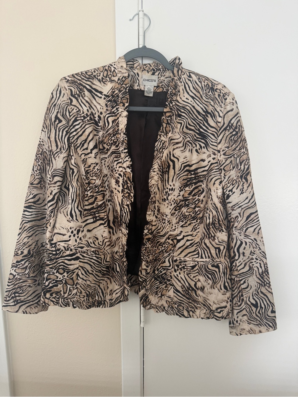 Animal Print Silk Blazer Jacket